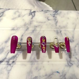 Magenta Crystal Press on Nails